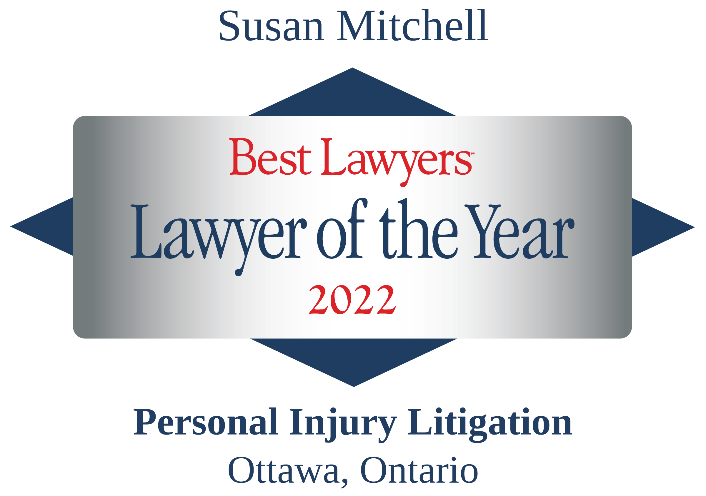 Award for Best Lawyer of the year, awarded to Susan Mitchell