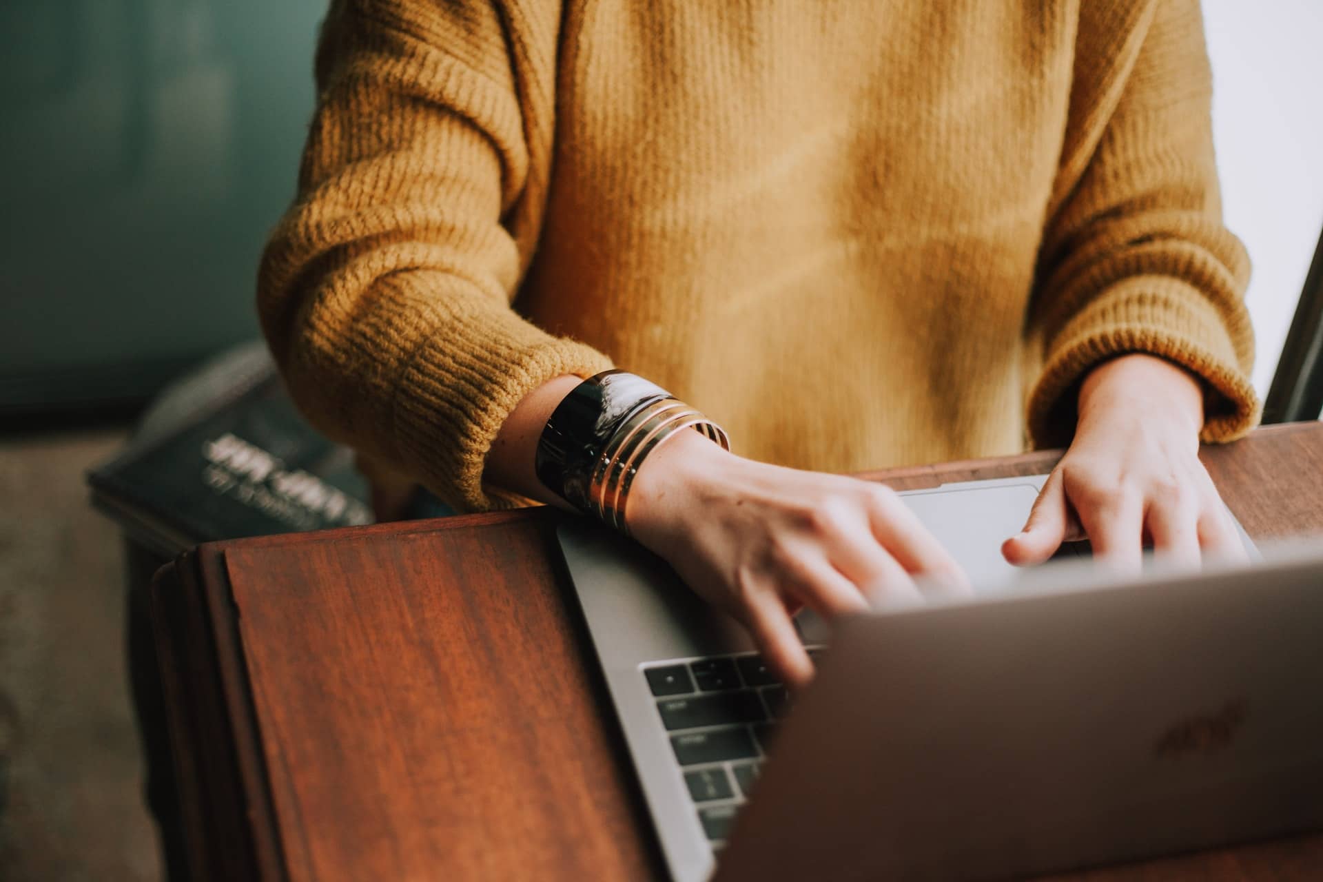 a woman working on her laptop