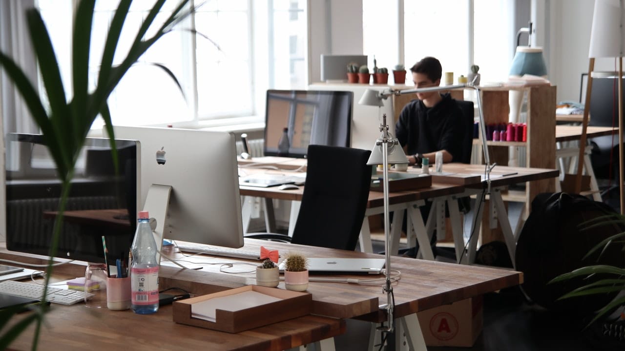 empty desk in office setting