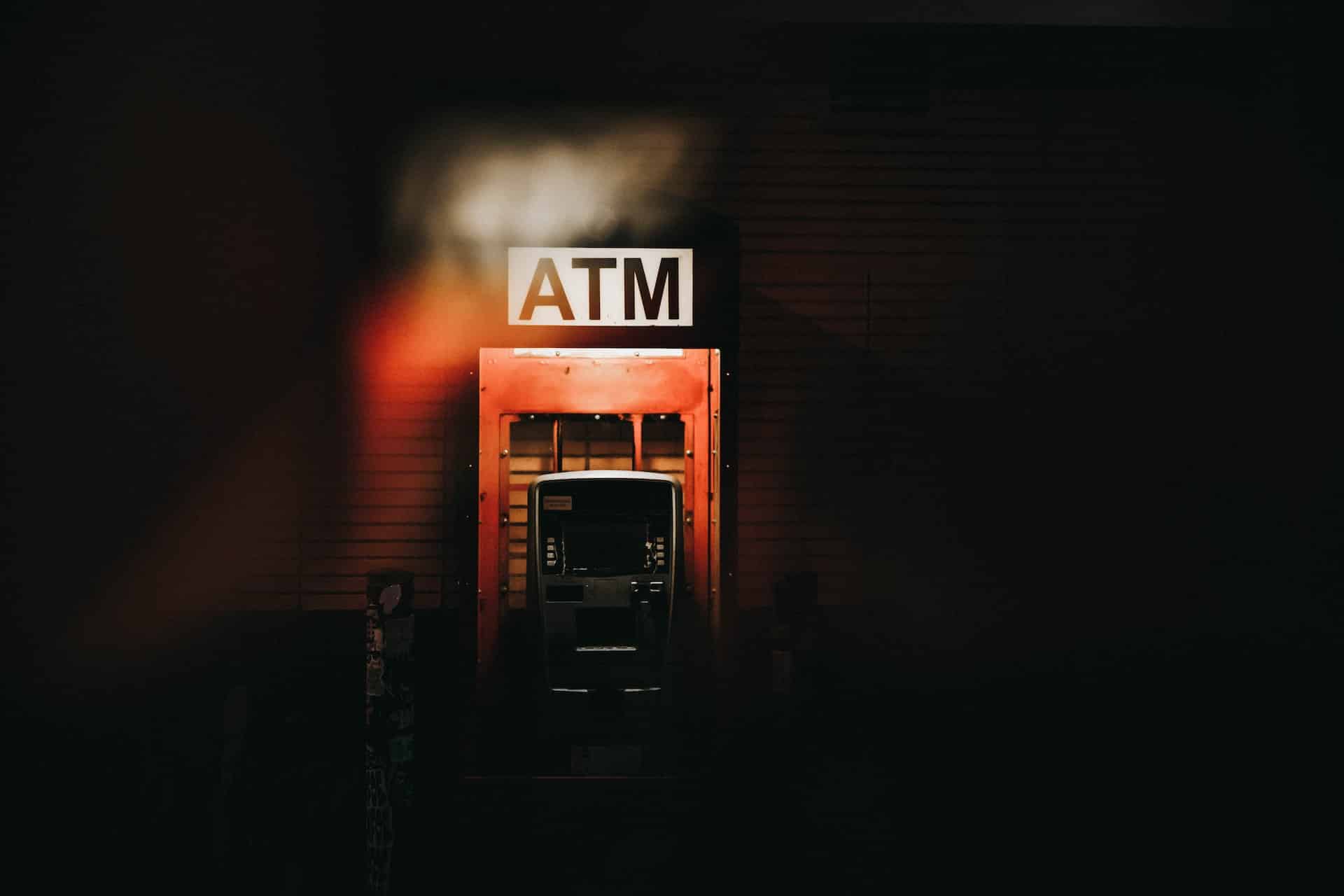 ATM machine at night