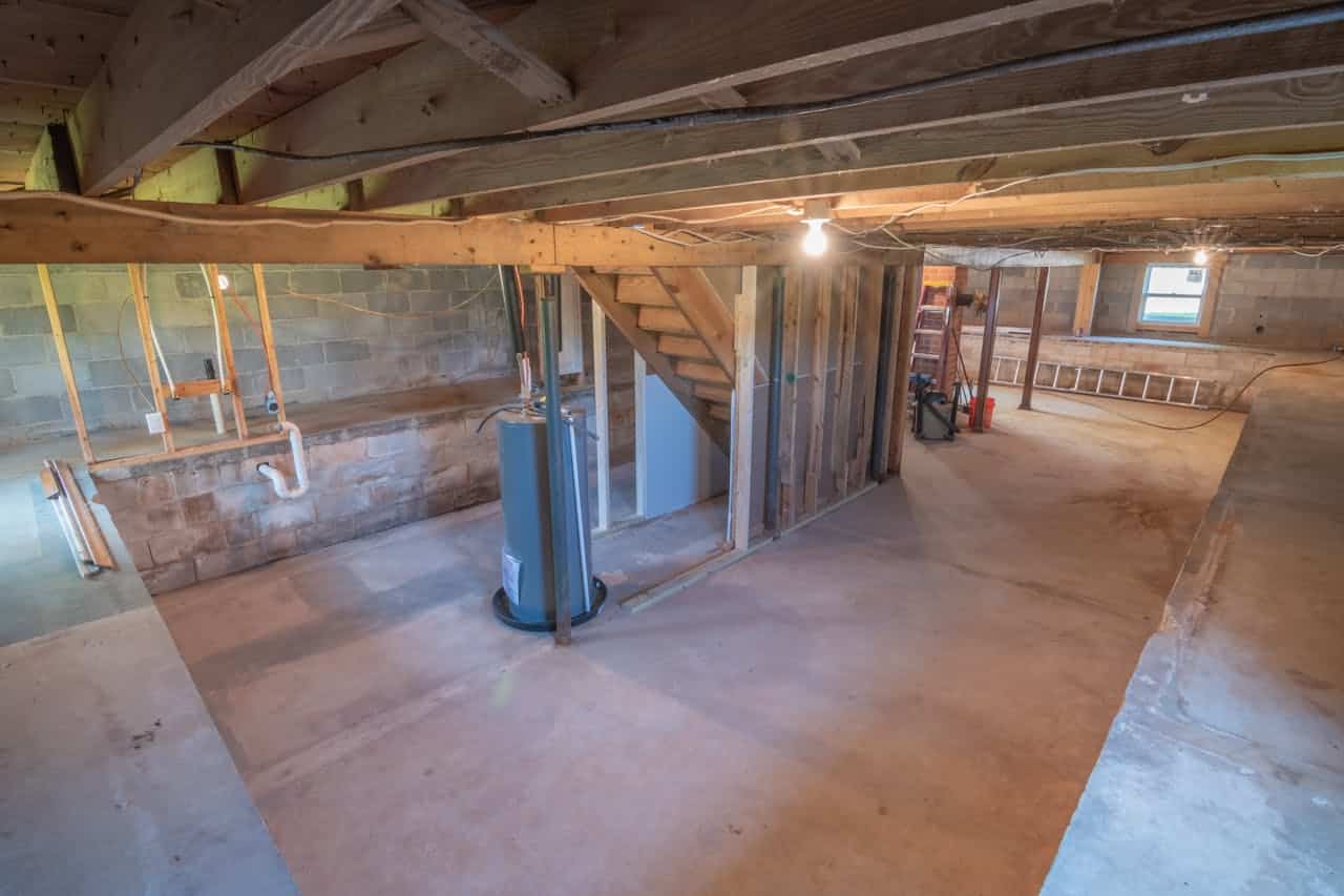 empty basement in a home