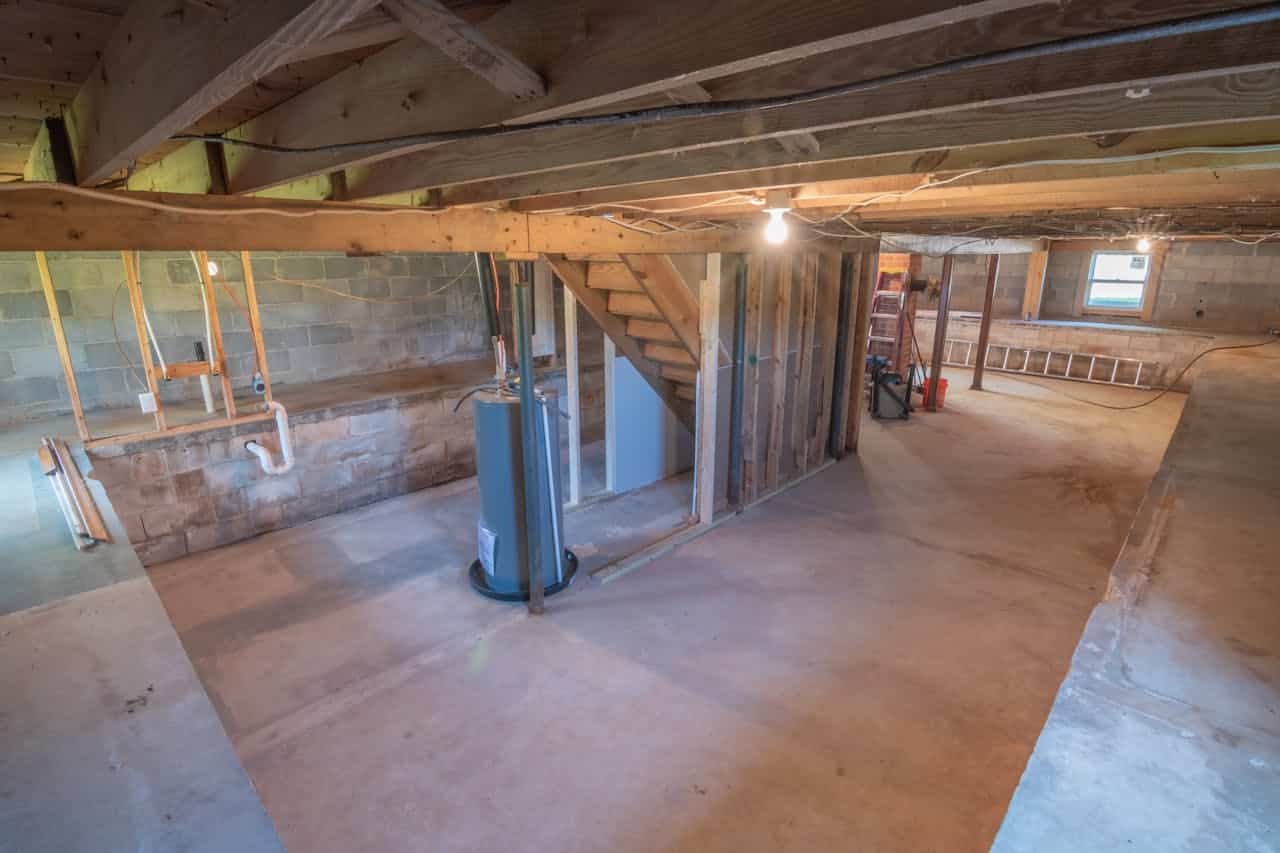 empty basement in a home
