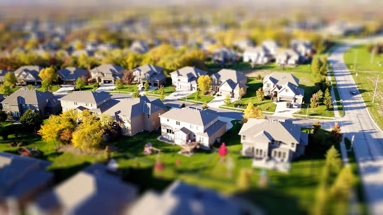 hihg angle shot of suburbs